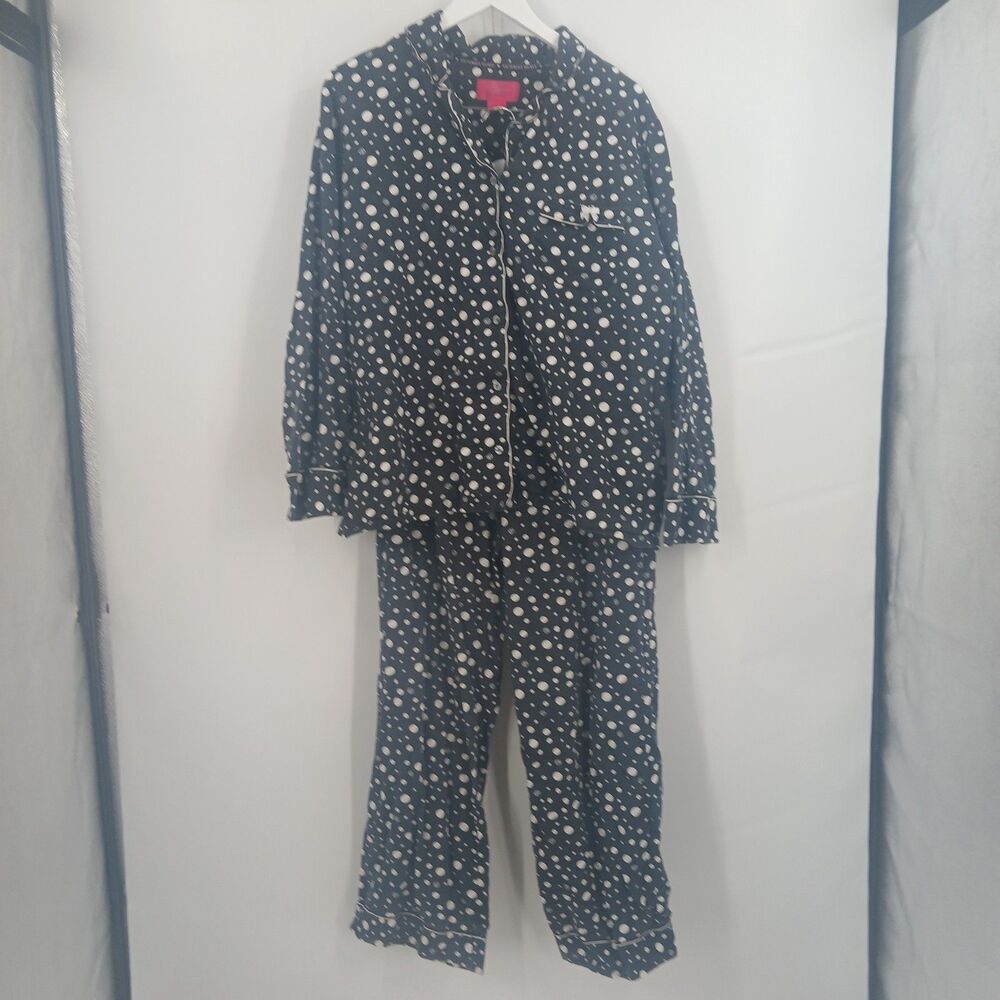 Victoria's Secret Polka Dot Pajama Set Women's Large 100% Cotton Sleepwear